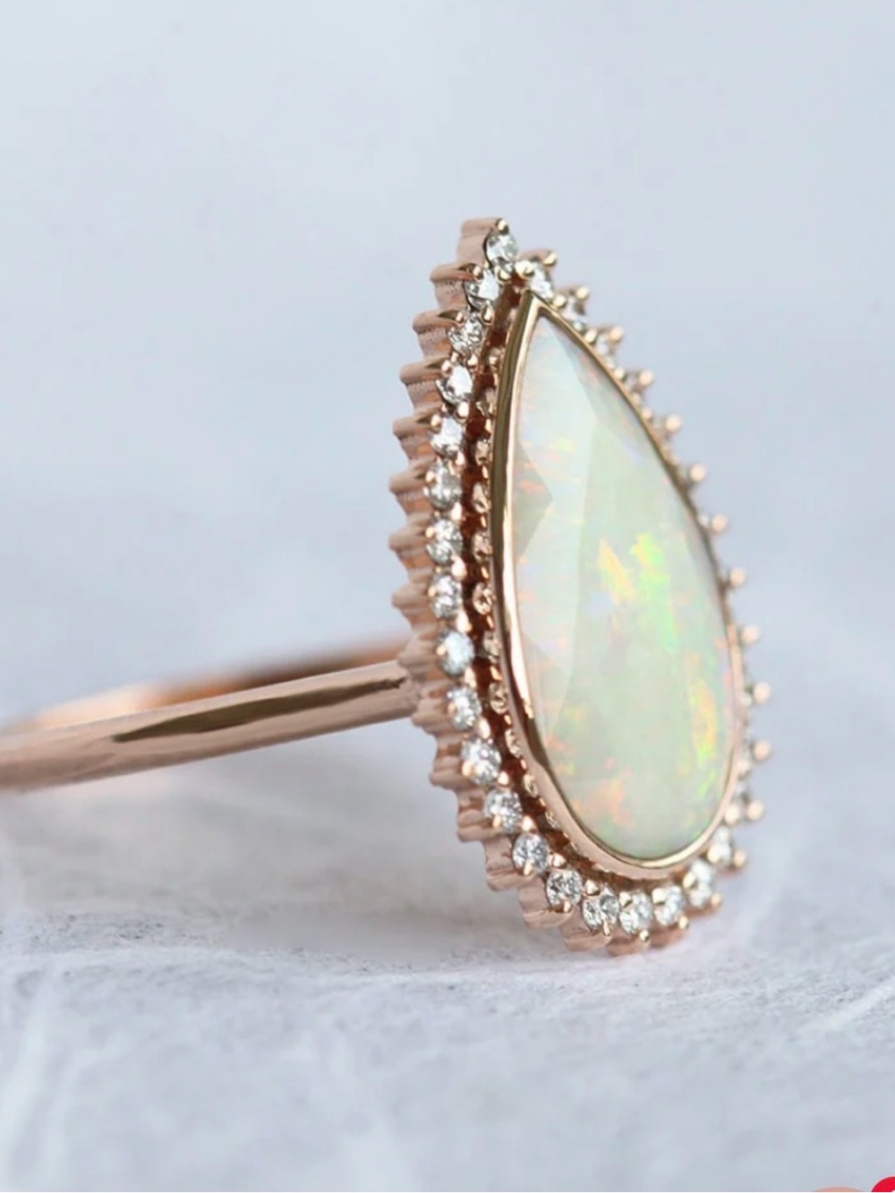 NEW 18K ROSE GOLD OPAL RING 2pc SET - Picture 3 of 5